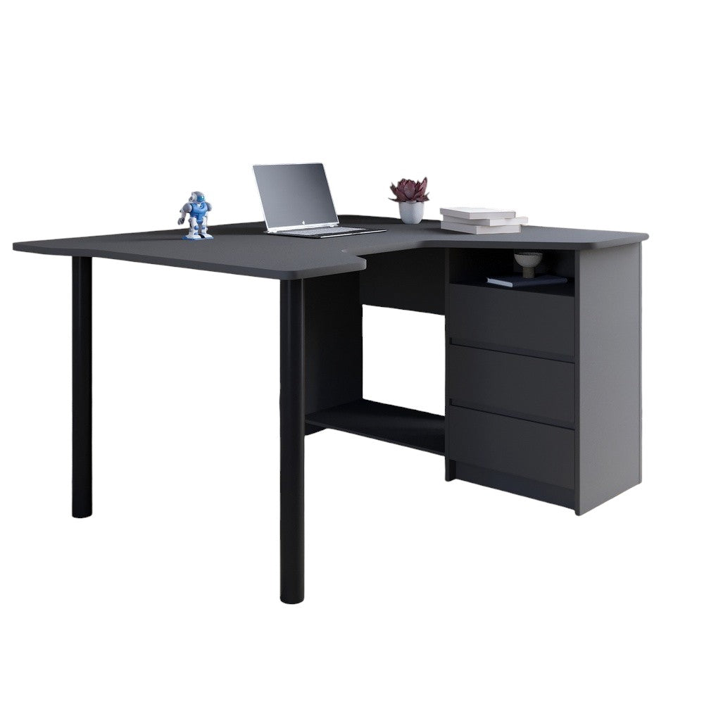 Геймерский компьютерный стол LION Буст угловой с ящиками Антрацит (LION-041449) ТОП