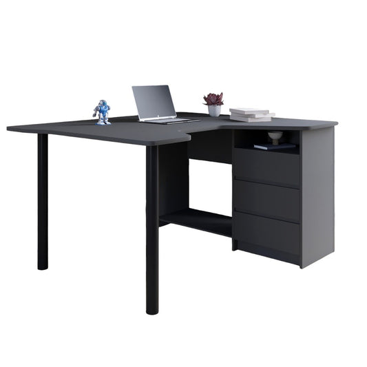 Геймерский компьютерный стол LION Буст угловой с ящиками Антрацит (LION-041449) ТОП