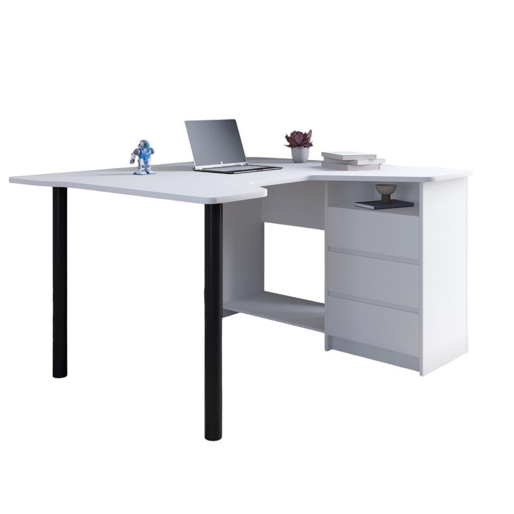 Геймерский компьютерный стол LION Буст угловой с ящиками Нимфея Альба (белый) (LION-041459) ТОП