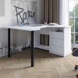 Геймерский компьютерный стол LION Буст угловой с ящиками Нимфея Альба (белый) (LION-041459) ТОП