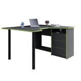 Геймерский компьютерный стол LION Буст угловой с ящиками Антрацит/Зеленый (LION-041463)