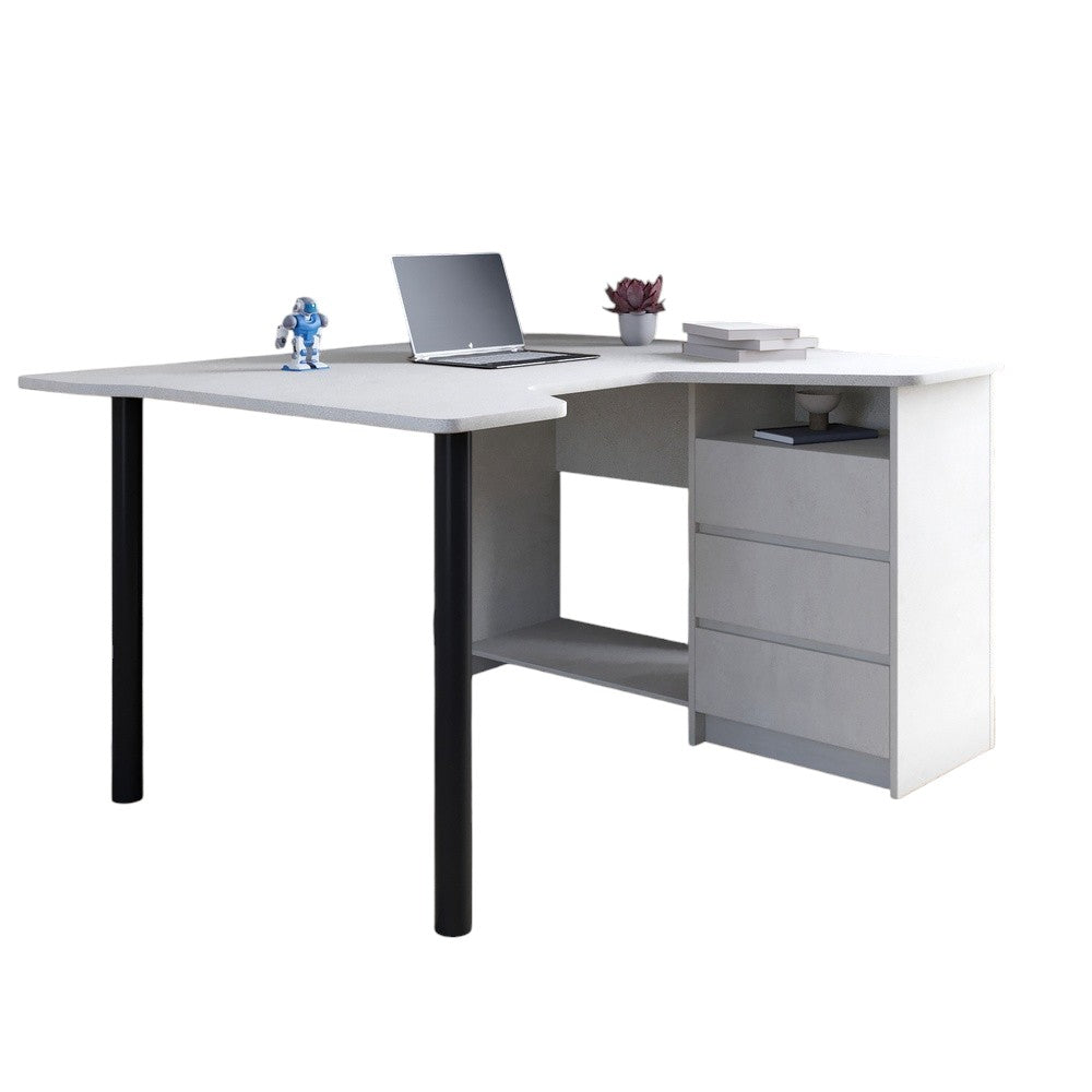 Геймерский компьютерный стол LION Буст угловой с ящиками Бетон Style (LION-041450)