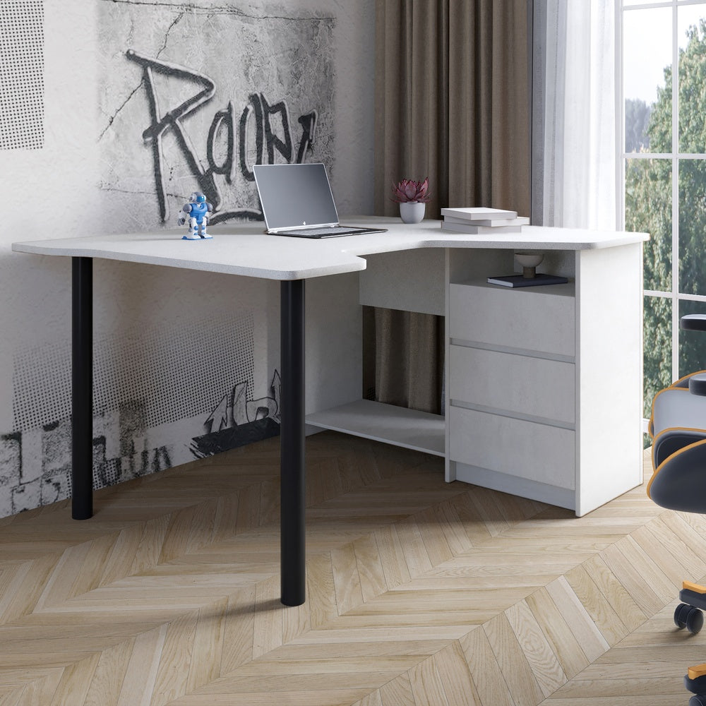 Геймерский компьютерный стол LION Буст угловой с ящиками Бетон Style (LION-041450)