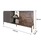 Комод открытый на золотых металлических ножках LION Грей Антрацит/Камень (LION-042788)