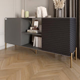 Комод открытый на золотых металлических ножках LION Грей Антрацит/Асфальт (LION-042742)