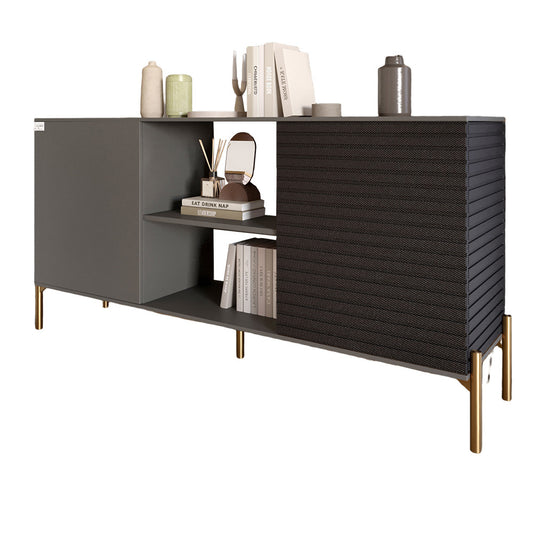 Комод открытый на золотых металлических ножках LION Грей Антрацит/Асфальт (LION-042742)