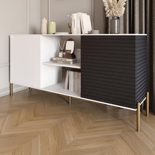 Комод открытый на золотых металлических ножках LION Грей Нимфея Альба/Асфальт (LION-042751)