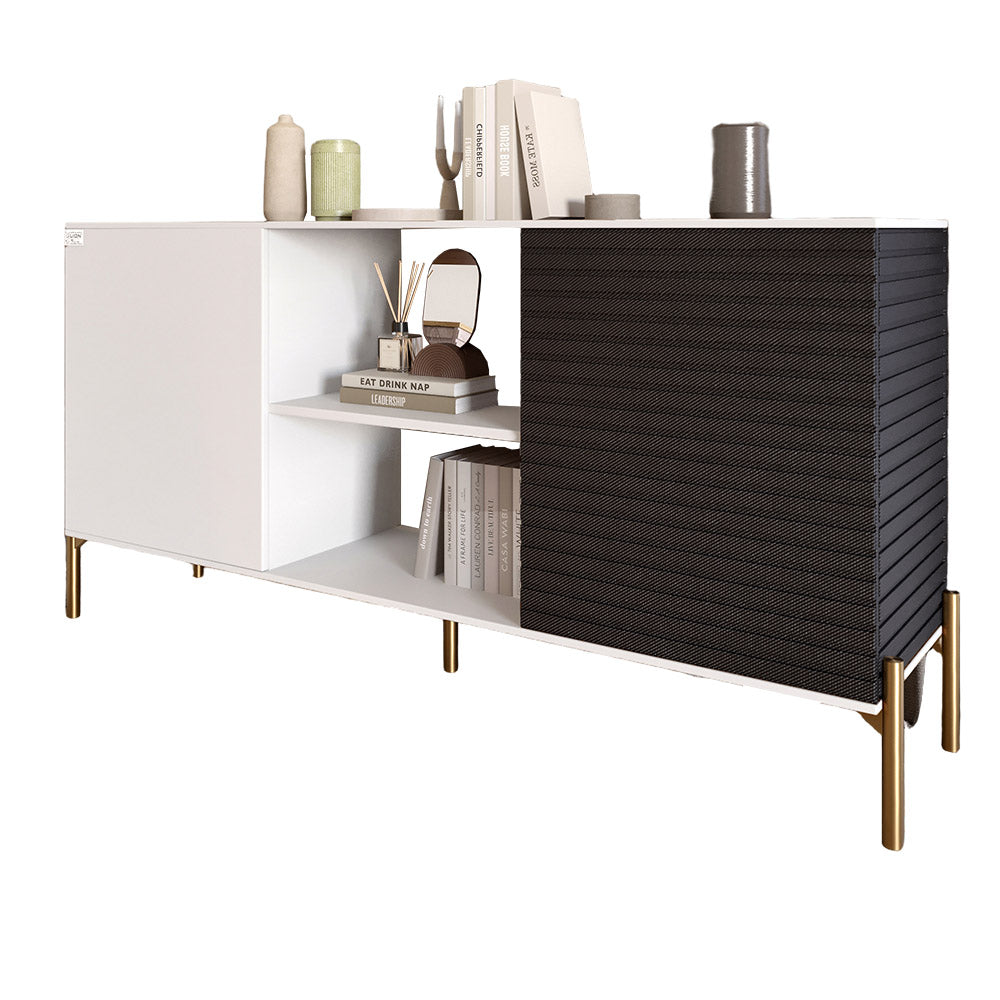 Комод открытый на золотых металлических ножках LION Грей Нимфея Альба/Асфальт (LION-042751)