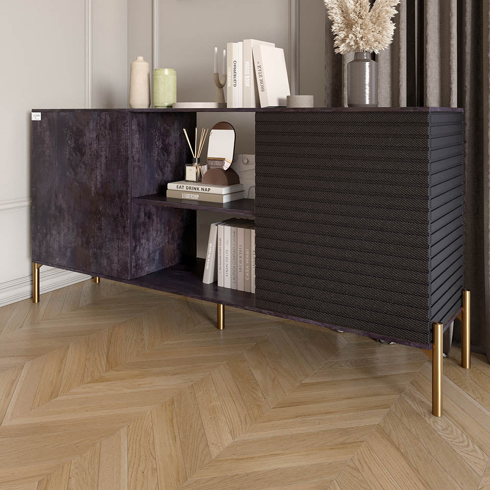 Комод открытый на золотых металлических ножках LION Грей Бетон темный/Асфальт (LION-042743)