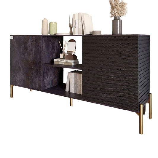 Комод открытый на золотых металлических ножках LION Грей Бетон темный/Асфальт (LION-042743)