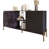 Комод открытый на золотых металлических ножках LION Грей Бетон темный/Асфальт (LION-042743)