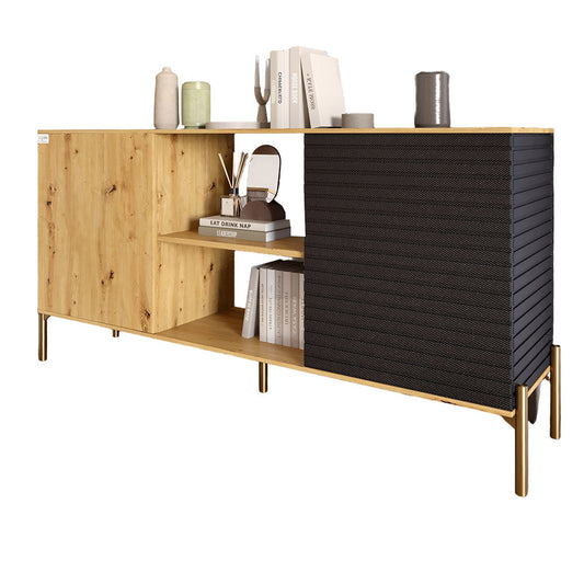 Комод открытый на золотых металлических ножках LION Грей Дуб Артизан/Асфальт (LION-042745)