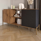 Комод открытый на золотых металлических ножках LION Грей Дуб Ливорно/Асфальт (LION-042746)