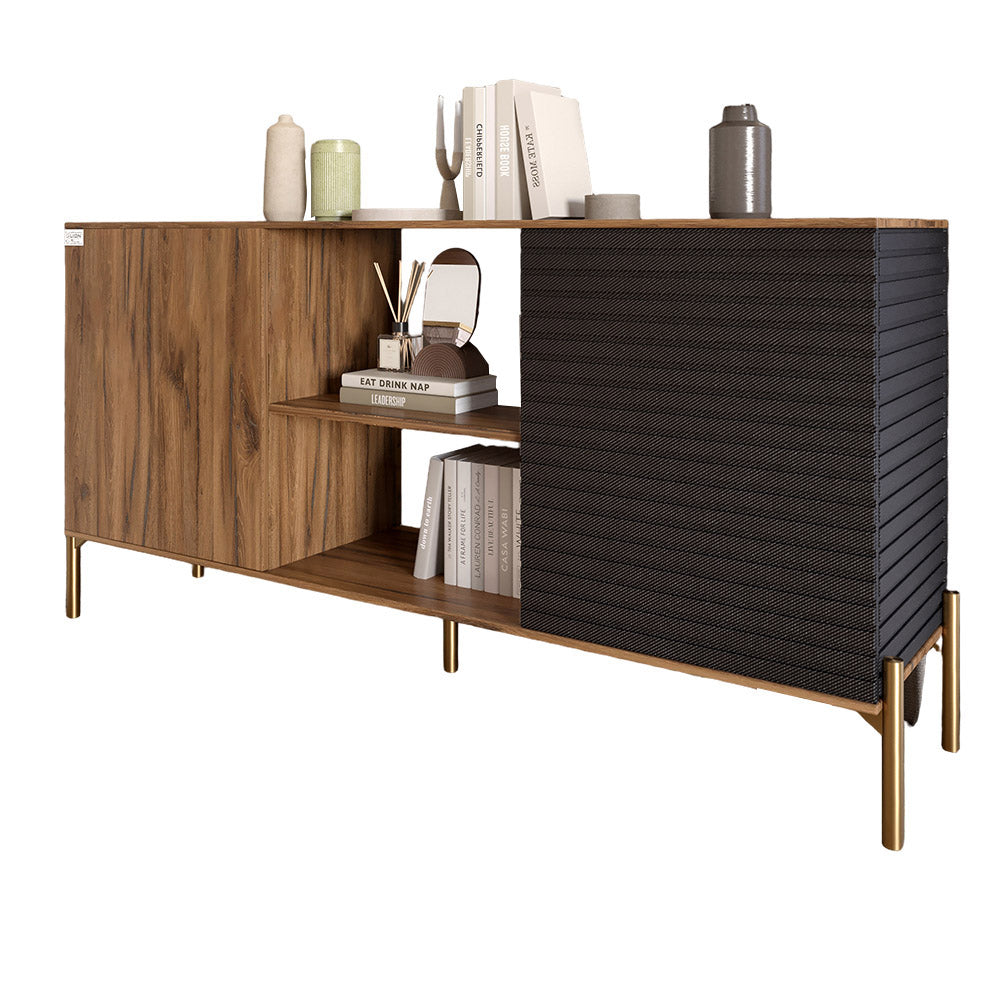 Комод открытый на золотых металлических ножках LION Грей Дуб Ливорно/Асфальт (LION-042746)