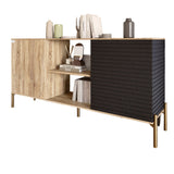 Комод открытый на золотых металлических ножках LION Грей Дуб Сонома/Асфальт (LION-042747)