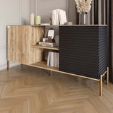 Комод открытый на золотых металлических ножках LION Грей Дуб Сонома трюфель/Асфальт (LION-042748)