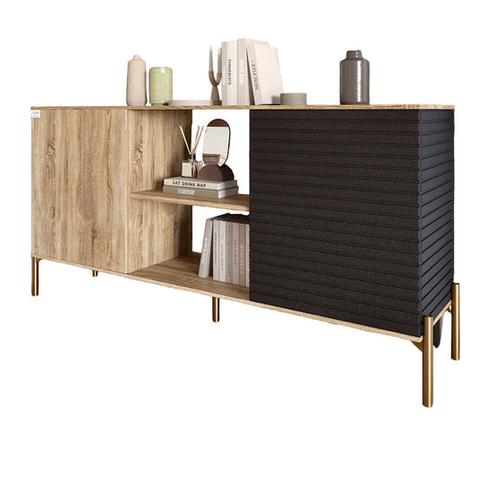 Комод открытый на золотых металлических ножках LION Грей Дуб Сонома трюфель/Асфальт (LION-042748)