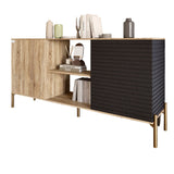 Комод открытый на золотых металлических ножках LION Грей Дуб Сонома трюфель/Асфальт (LION-042748)