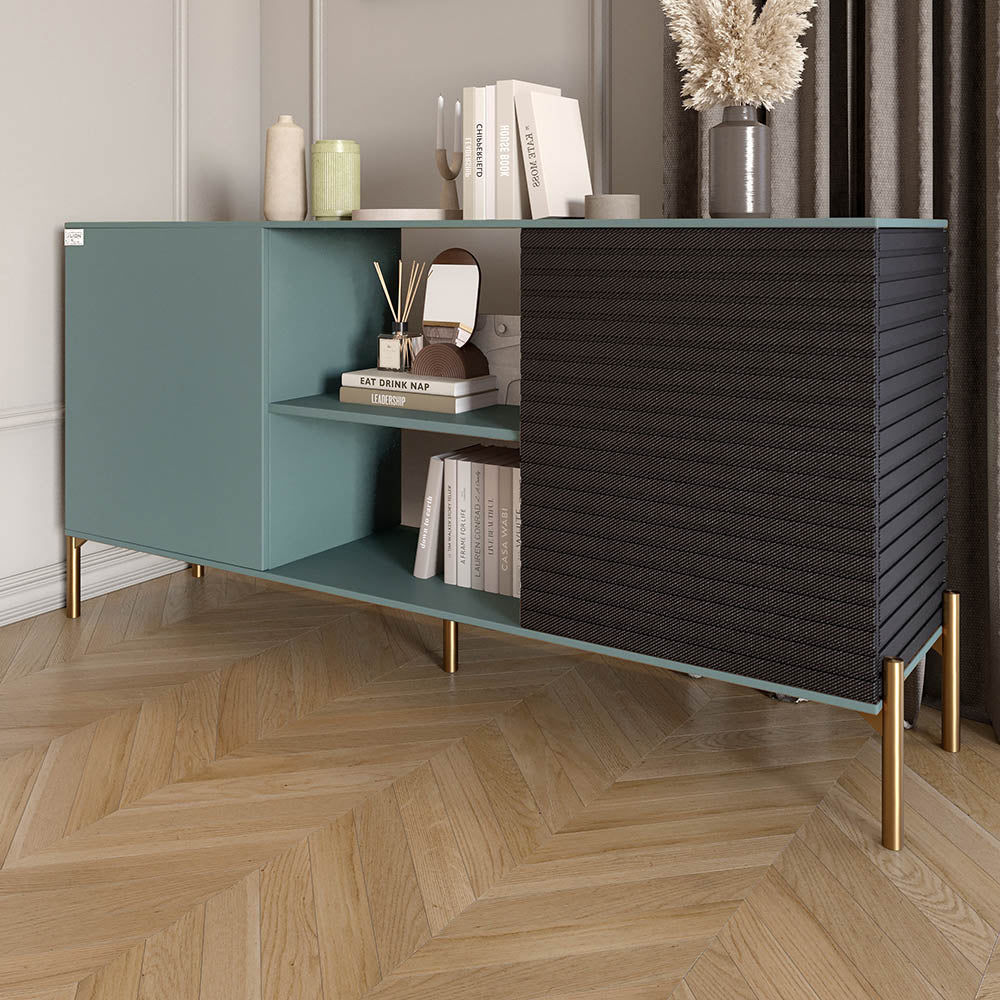 Комод открытый на золотых металлических ножках LION Грей Гранит серый/Асфальт (LION-042749)