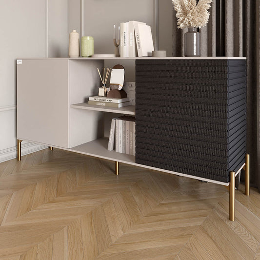 Комод открытый на золотых металлических ножках LION Грей Кашемир/Асфальт (LION-042750)