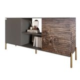 Комод открытый на золотых металлических ножках LION Грей Антрацит/Дерево (LION-042757)