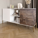 Комод открытый на золотых металлических ножках LION Грей Нимфея Альба/Дерево (LION-042783)