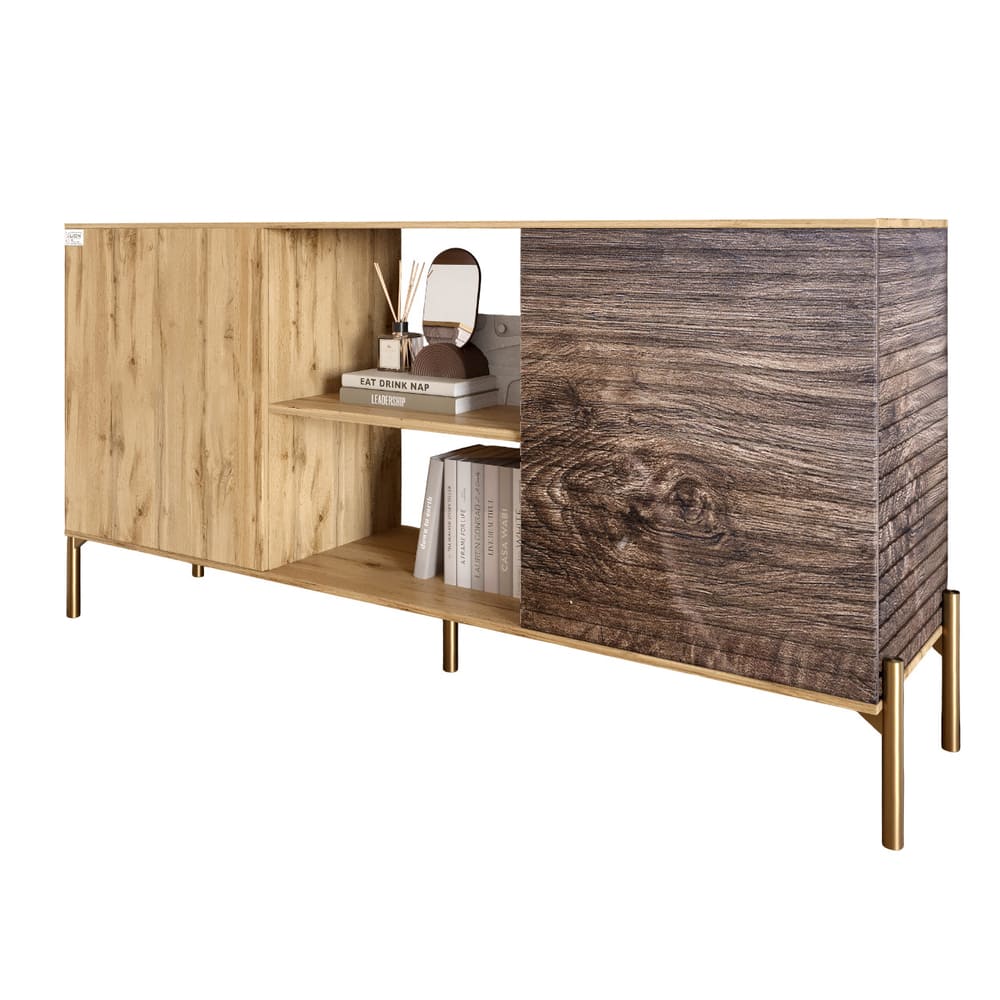 Комод открытый на золотых металлических ножках LION Грей Дуб Аппалачи/Дерево (LION-042777)