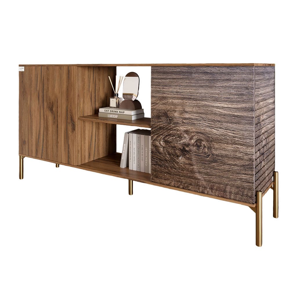 Комод открытый на золотых металлических ножках LION Грей Дуб Ливорно/Дерево (LION-042779)