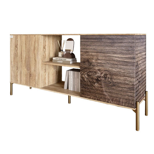 Комод открытый на золотых металлических ножках LION Грей Дуб Сонома/Дерево (LION-042781)