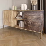 Комод открытый на золотых металлических ножках LION Грей Дуб Сонома трюфель/Дерево (LION-042780)