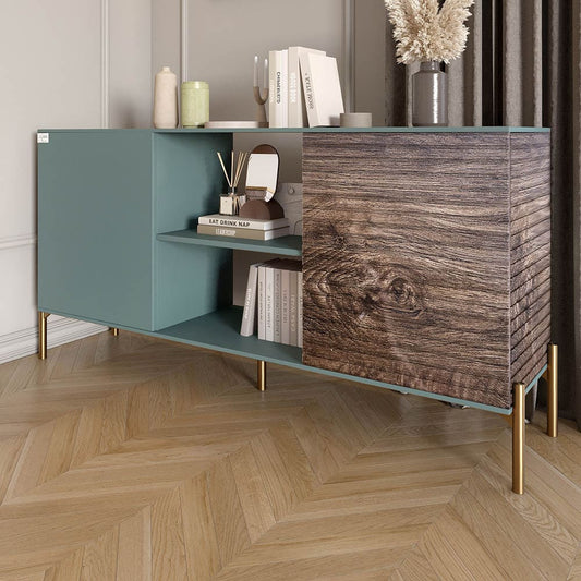 Комод открытый на золотых металлических ножках LION Грей Гранит серый/Дерево (LION-042776)