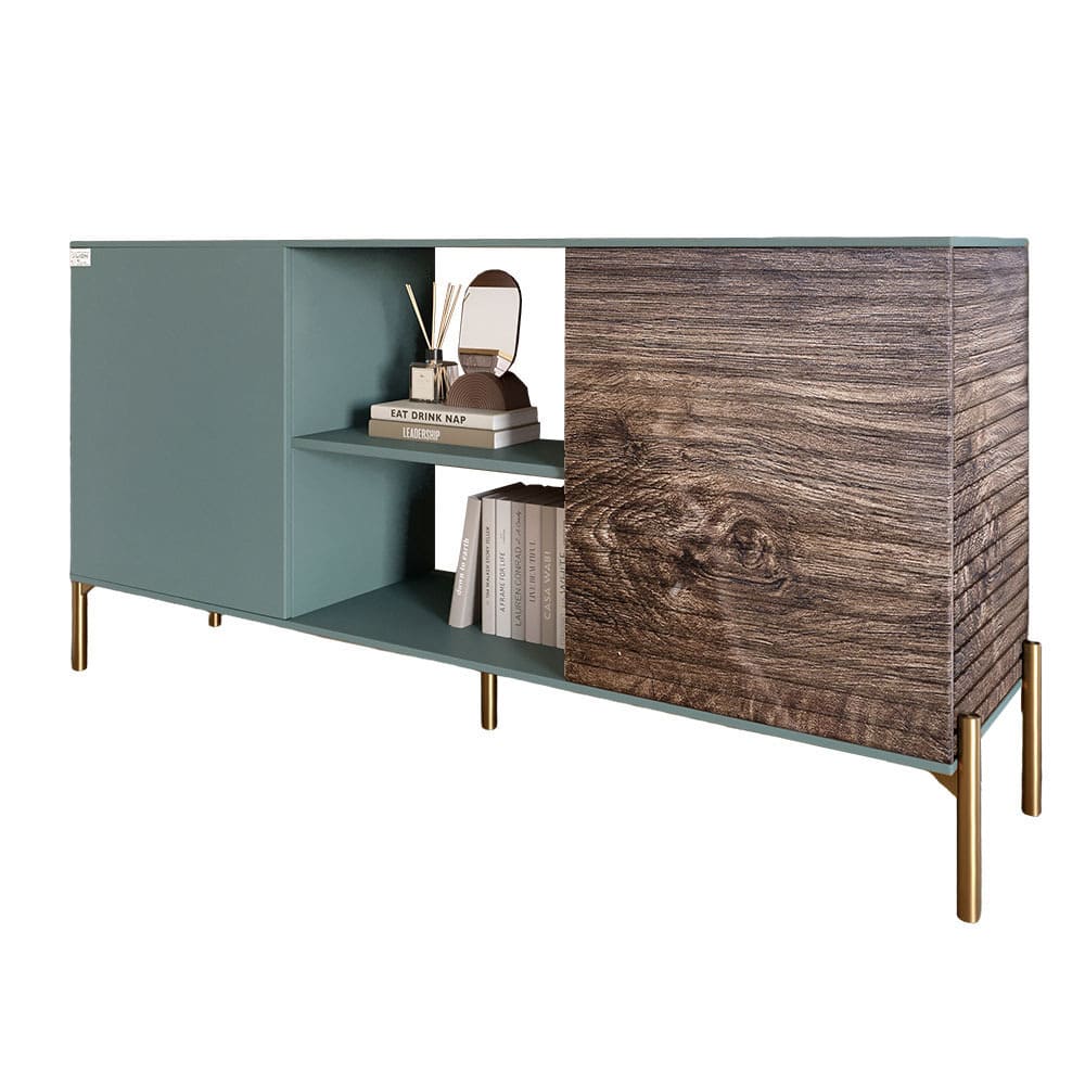 Комод открытый на золотых металлических ножках LION Грей Гранит серый/Дерево (LION-042776)