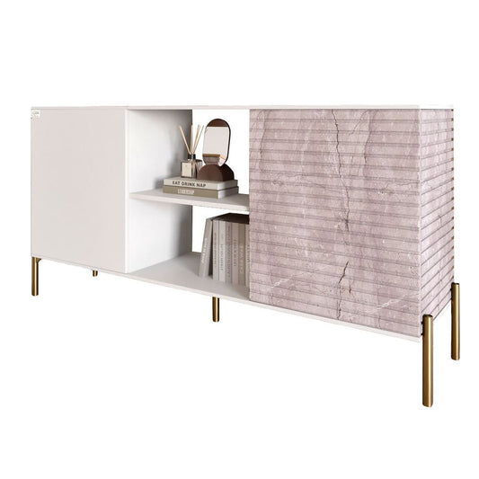 Комод открытый на золотых металлических ножках LION Грей Нимфея Альба/Камень (LION-042813)