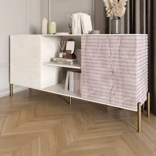 Комод открытый на золотых металлических ножках LION Грей Бетон Style/Камень (LION-042803)