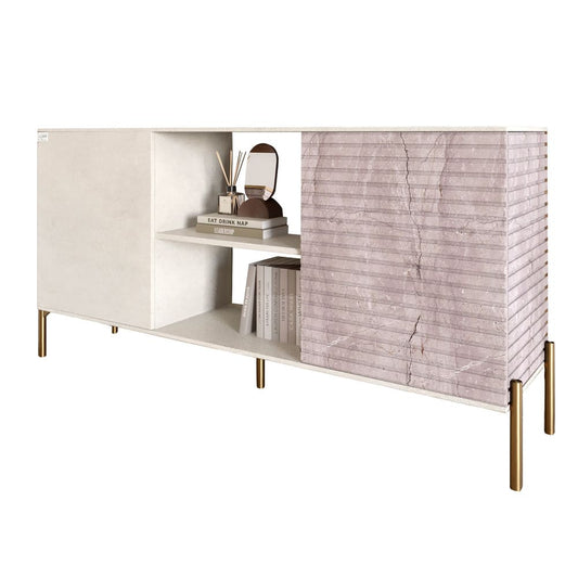 Комод открытый на золотых металлических ножках LION Грей Бетон Style/Камень (LION-042803)