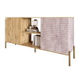 Комод открытый на золотых металлических ножках LION Грей Дуб Аппалачи/Камень (LION-042807)