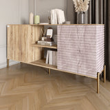 Комод открытый на золотых металлических ножках LION Грей Дуб Сонома/Камень (LION-042811)