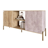 Комод открытый на золотых металлических ножках LION Грей Дуб Сонома трюфель/Камень (LION-042810)