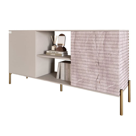 Комод открытый на золотых металлических ножках LION Грей Кашемир/Камень (LION-042812)