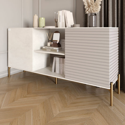 Комод открытый на золотых металлических ножках LION Грей Бетон Style/Кашемир (LION-042893)