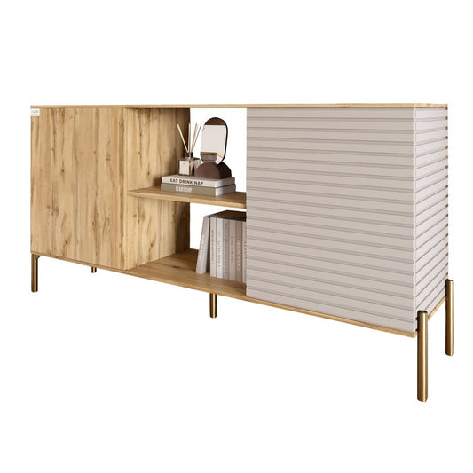 Комод открытый на золотых металлических ножках LION Грей Дуб Аппалачи/Кашемир (LION-042897)