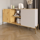 Комод открытый на золотых металлических ножках LION Грей Дуб Артизан/Кашемир (LION-042898)