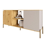 Комод открытый на золотых металлических ножках LION Грей Дуб Артизан/Кашемир (LION-042898)