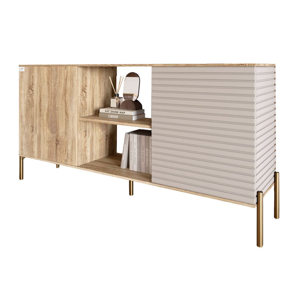 Комод открытый на золотых металлических ножках LION Грей Дуб Сонома/Кашемир (LION-042901)