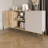 Комод открытый на золотых металлических ножках LION Грей Дуб Сонома трюфель/Кашемир (LION-042900)