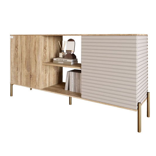 Комод открытый на золотых металлических ножках LION Грей Дуб Сонома трюфель/Кашемир (LION-042900)