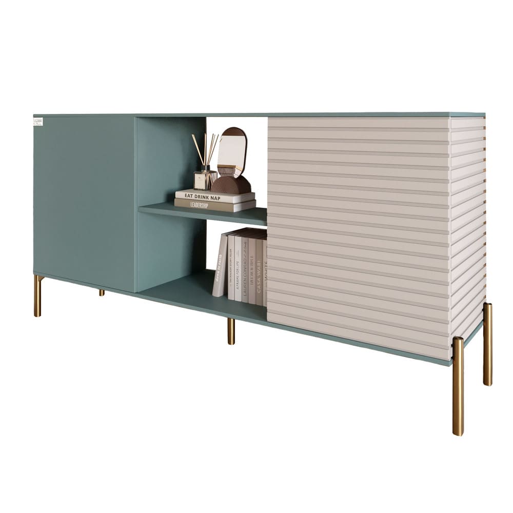 Комод открытый на золотых металлических ножках LION Грей Гранит серый/Кашемир (LION-042896)