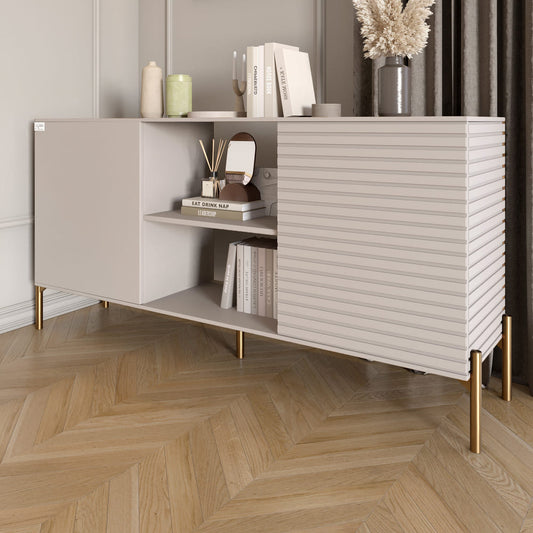 Комод открытый на золотых металлических ножках LION Грей Кашемир/Кашемир (LION-042902)