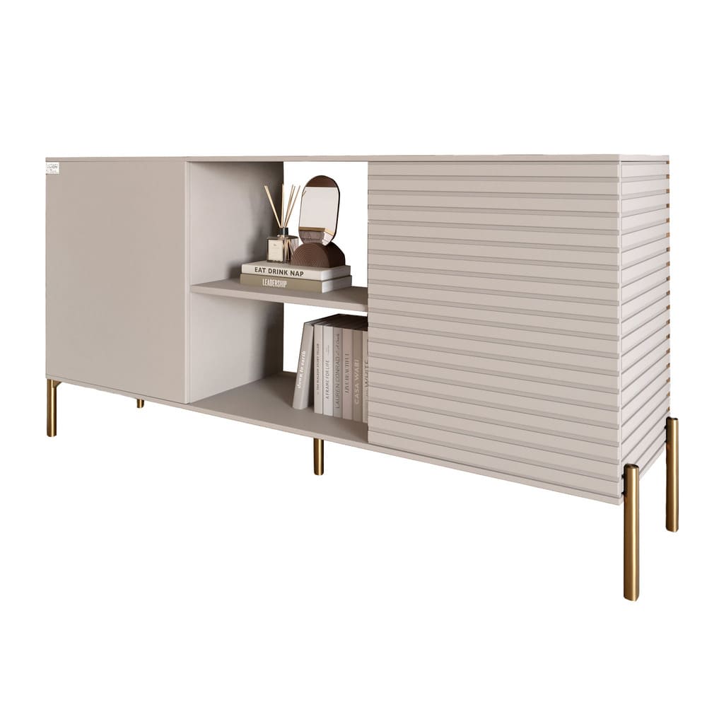 Комод открытый на золотых металлических ножках LION Грей Кашемир/Кашемир (LION-042902)