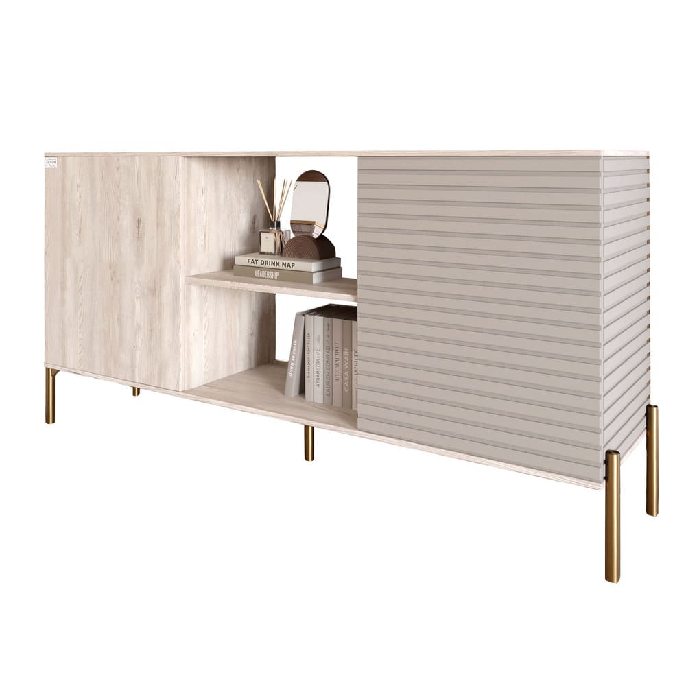 Комод открытый на золотых металлических ножках LION Грей Самоа дымчатый/Кашемир (LION-042905)